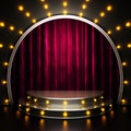 Red curtain stage with lights Royalty Free Stock Photo