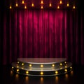 Red curtain stage with lights Royalty Free Stock Photo