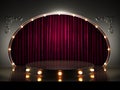 Red curtain stage with lights Royalty Free Stock Photo