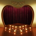 Red curtain stage with lights Royalty Free Stock Photo