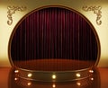 Red curtain stage with lights Royalty Free Stock Photo