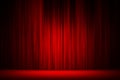 Red curtain stage studio background.