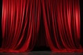 red curtain on stage of theater, opera or cinema slightly ajar, empty scene background Royalty Free Stock Photo