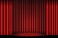 Red curtain for the stage. Vector theater background. Velvet satin curtain