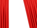 Red curtain on theater or cinema stage slightly open Royalty Free Stock Photo