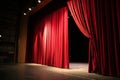Red curtain on theatre or cinema stage slightly open Royalty Free Stock Photo