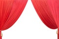Red Curtain theatre isolated on white background and texture Royalty Free Stock Photo