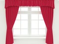 Red curtain on the window. 3d render Royalty Free Stock Photo