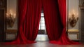 red curtains with brining candles generated by AI tool Royalty Free Stock Photo