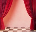 Red Curtains on Coloured Background Royalty Free Stock Photo