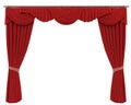 Red Curtains Isolated on White Background