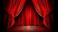 The red curtains are opening for the theater show. Generative AI Royalty Free Stock Photo