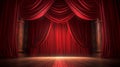 The red curtains are opening for the theater show. Generative AI Royalty Free Stock Photo