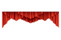 Red curtains realistic. Theater fabric silk decoration for movie cinema or opera hall. Curtains and draperies interior Royalty Free Stock Photo