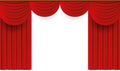 Red curtains. Realistic theater stage drapery. 3D luxury window drapes. Hanging velvet fabric with folds. Decorative Royalty Free Stock Photo