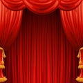 Red curtains. Theater scene. Vector illustration