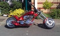 Red Custom Chopper Motorbike