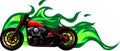 red custom motorcycle with flames vector illustration design