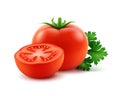 Red Cut Whole Tomatoes with Parsley Close up Royalty Free Stock Photo