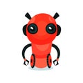Red cute, friendly robot on wheels, artificial intelligence cartoon vector Illustration Royalty Free Stock Photo