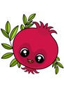 Red cute pomegranate cartoon image for coloring book publishing and colouring pages for kids kindergarten preschool worksheet