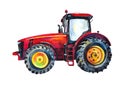 Red cute tractor isolated on a white background