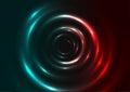 Red and cyan neon glowing smooth circles abstract background