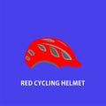 red cycling helmet on blue background vector illustration