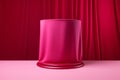 Red Cylinder Podium on Viva Magenta Background, Product Display Mockup, Showroom Showcase