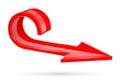 Red 3d arrow, curled up