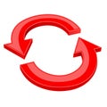 Red 3d arrows in circular motion. Counterclockwise direction