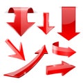 Red 3d arrows. Shiny icons Royalty Free Stock Photo