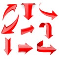 Red 3d arrows. Shiny icons Royalty Free Stock Photo