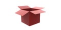 Red 3D Blank opened cardboard box isolated over white background Royalty Free Stock Photo