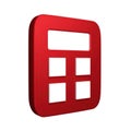 Red 3D Calculator Icon with White Buttons on White Background symbol Royalty Free Stock Photo