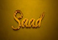 Golden 3D editable text effect of Arabic name Saad Royalty Free Stock Photo