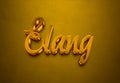 Golden 3D editable text effect of name Elang, Royalty Free Stock Photo