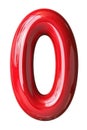 Red 3D Glossy Number Zero. Symbol Of Completeness And New Beginnings Isolated On Transparent Background Royalty Free Stock Photo