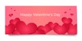 Red 3d hearts on pink background, vector illustration. Royalty Free Stock Photo