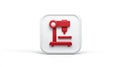 Red Drill Press Machine Icon on White Square Button Royalty Free Stock Photo