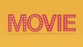 Red 3d movie type-text letters yellow background 3d render movie,cinema,entertainment concept