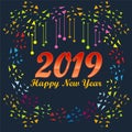 2019 on White Background, New Year 2019, 3D Illustration, Happy New Year 2019 Royalty Free Stock Photo