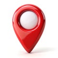 Red 3D pin domain marker isolated