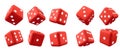 Red 3d play casino game cube dice isolated vector Royalty Free Stock Photo