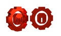 Red 3D printer setting icon isolated on transparent background. 3d printing.