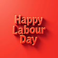 Red 3 D Text Happy Labour Day on a Red Background with Shadows and Gradient Effect holiday Royalty Free Stock Photo