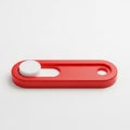 Red 3D Toggle Switch with White Button on White Background slider Royalty Free Stock Photo
