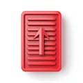 Red 3D Upload Button Icon Digital Progress Data Transfer Arrow Up AI generated. Royalty Free Stock Photo