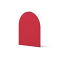 Red 3d wall isometric icon curved semicircle slim vertical block construction realistic vector