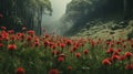 red dandelions creating a stunning contrast against the soft green grass